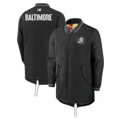 Men's Baltimore Orioles Nike Black 2023 City Connect Authentic Collection Dugout Long Sleeve Full-Zip Jacket