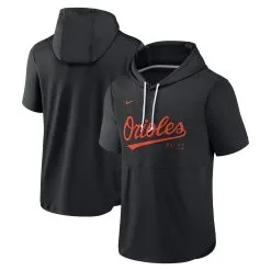 Men's Baltimore Orioles Nike Black Springer Short Sleeve Team Pullover Hoodie