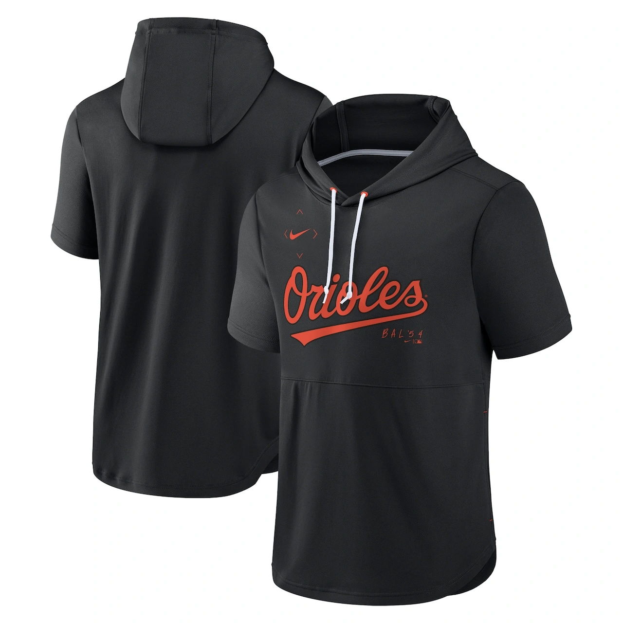 Men's Baltimore Orioles Nike Black Springer Short Sleeve Team Pullover Hoodie