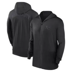 Men's Kansas City Royals Nike Black Authentic Collection Travel Performance Full-Zip Hoodie