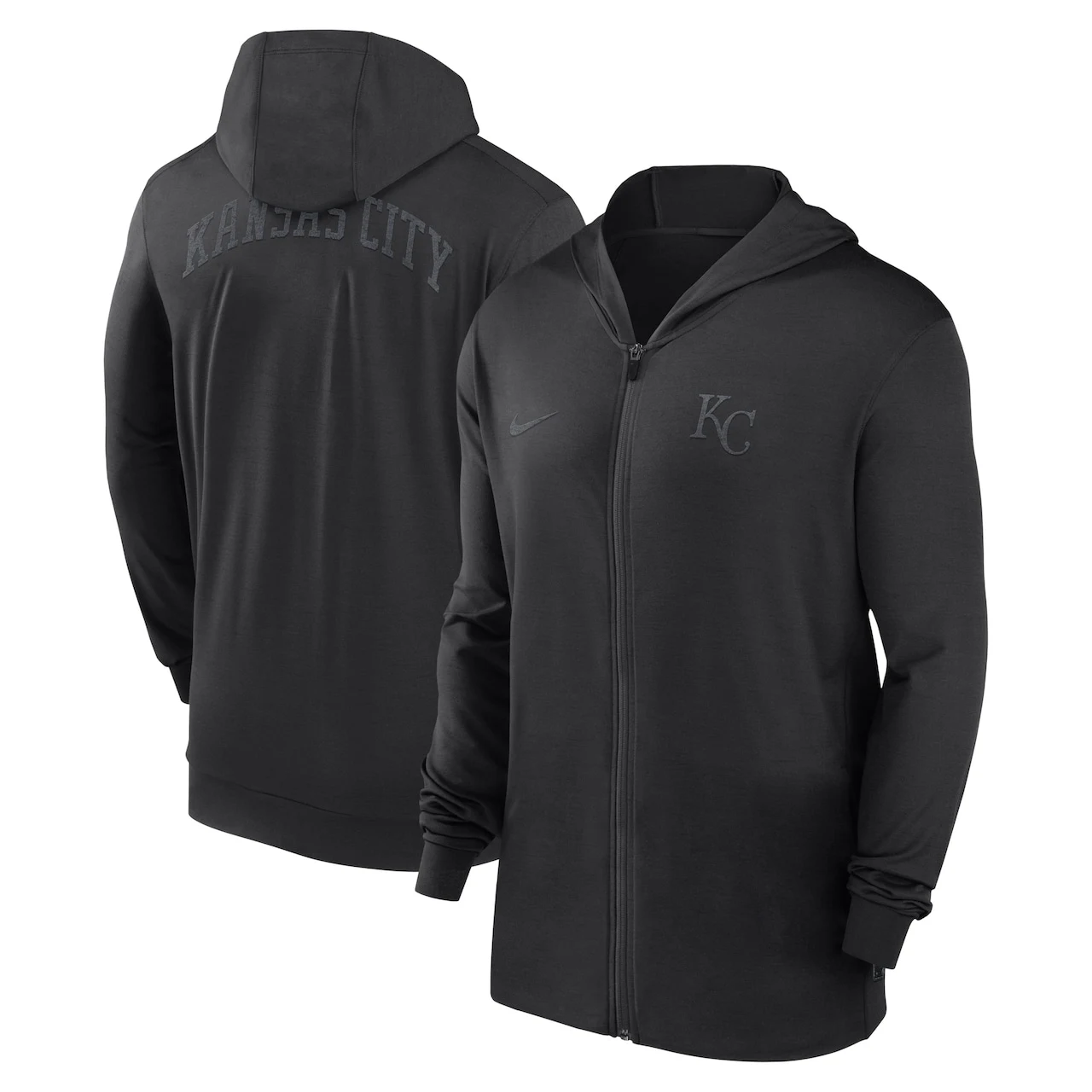 Men's Kansas City Royals Nike Black Authentic Collection Travel Performance Full-Zip Hoodie