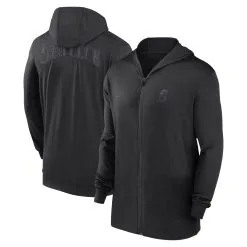 Men's Seattle Mariners Nike Black Authentic Collection Travel Performance Full-Zip Hoodie