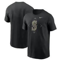 Men's Seattle Mariners Nike Black Camo Logo T-Shirt
