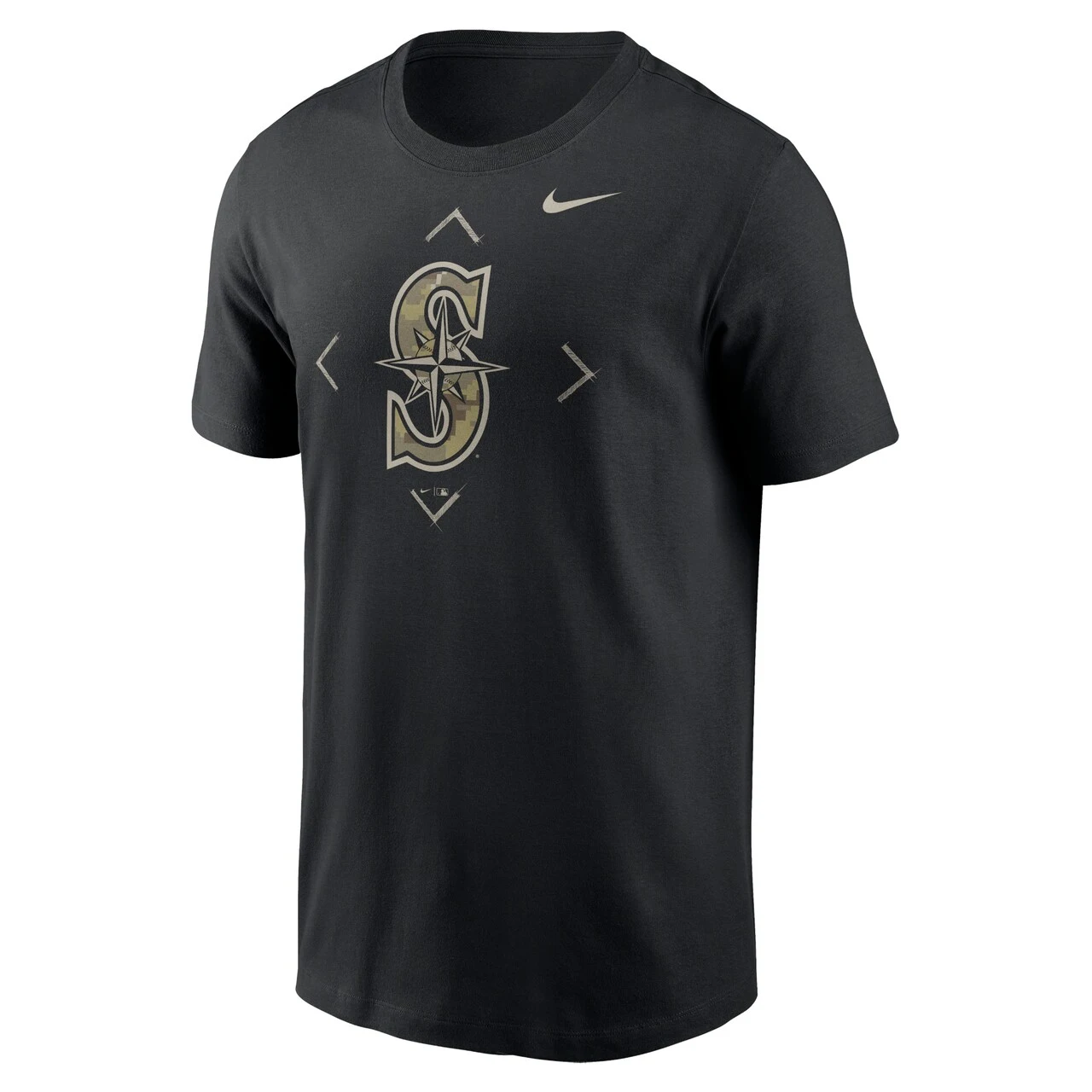 Men's Seattle Mariners Nike Black Camo Logo T-Shirt - Image 2