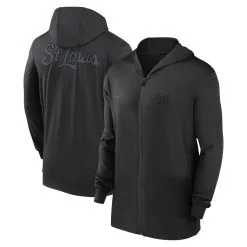Men's St. Louis Cardinals Nike Black Authentic Collection Travel Performance Full-Zip Hoodie