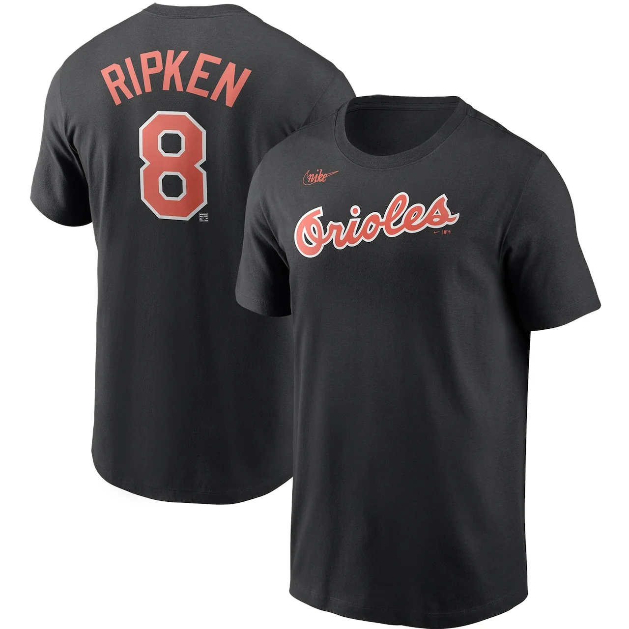 Men's Baltimore Orioles Cal Ripken Jr. Nike Black Cooperstown Collection Name & Number T-Shirt