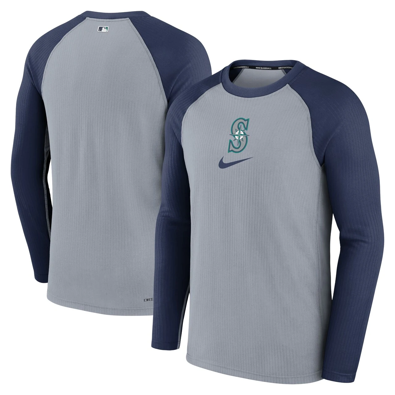 Men's Seattle Mariners Nike Gray Authentic Collection Game Raglan Performance Long Sleeve T-Shirt