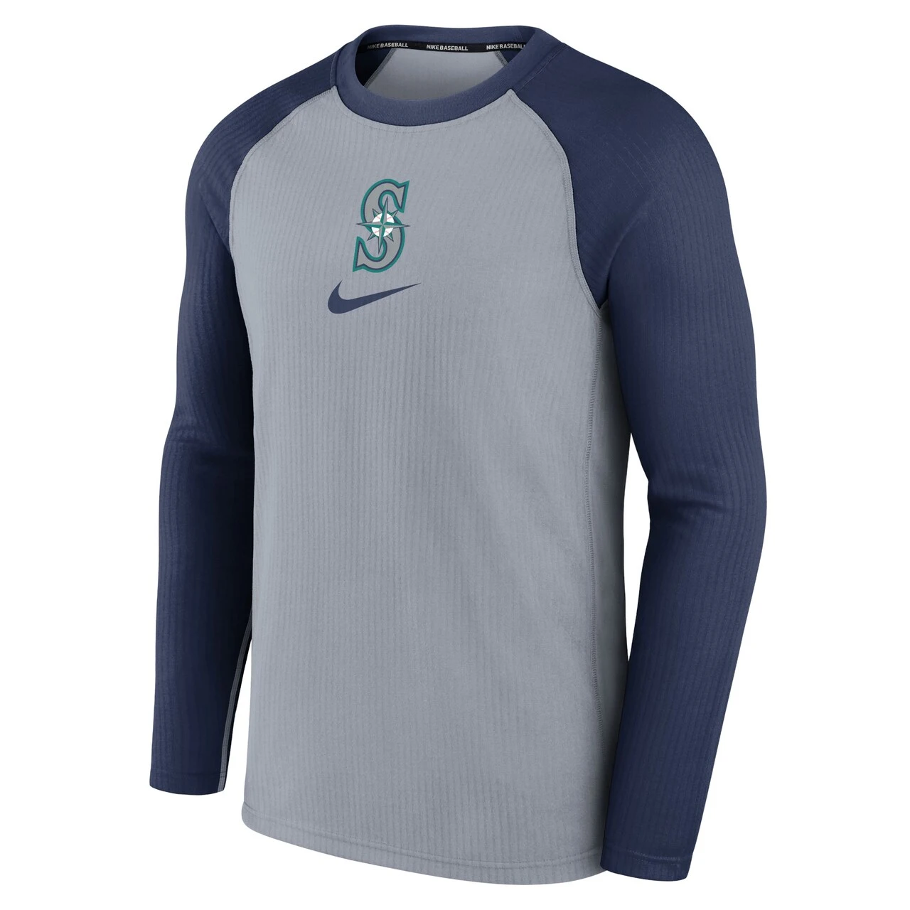 Men's Seattle Mariners Nike Gray Authentic Collection Game Raglan Performance Long Sleeve T-Shirt - Image 2