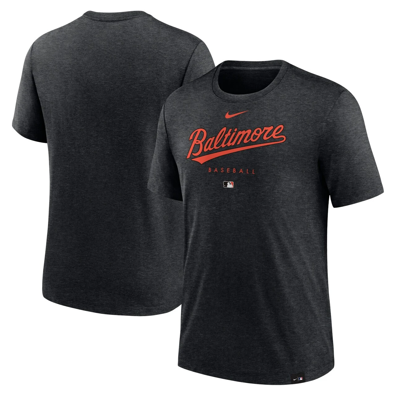 Men's Baltimore Orioles Nike Heather Black Authentic Collection Early Work Tri-Blend Performance T-Shirt