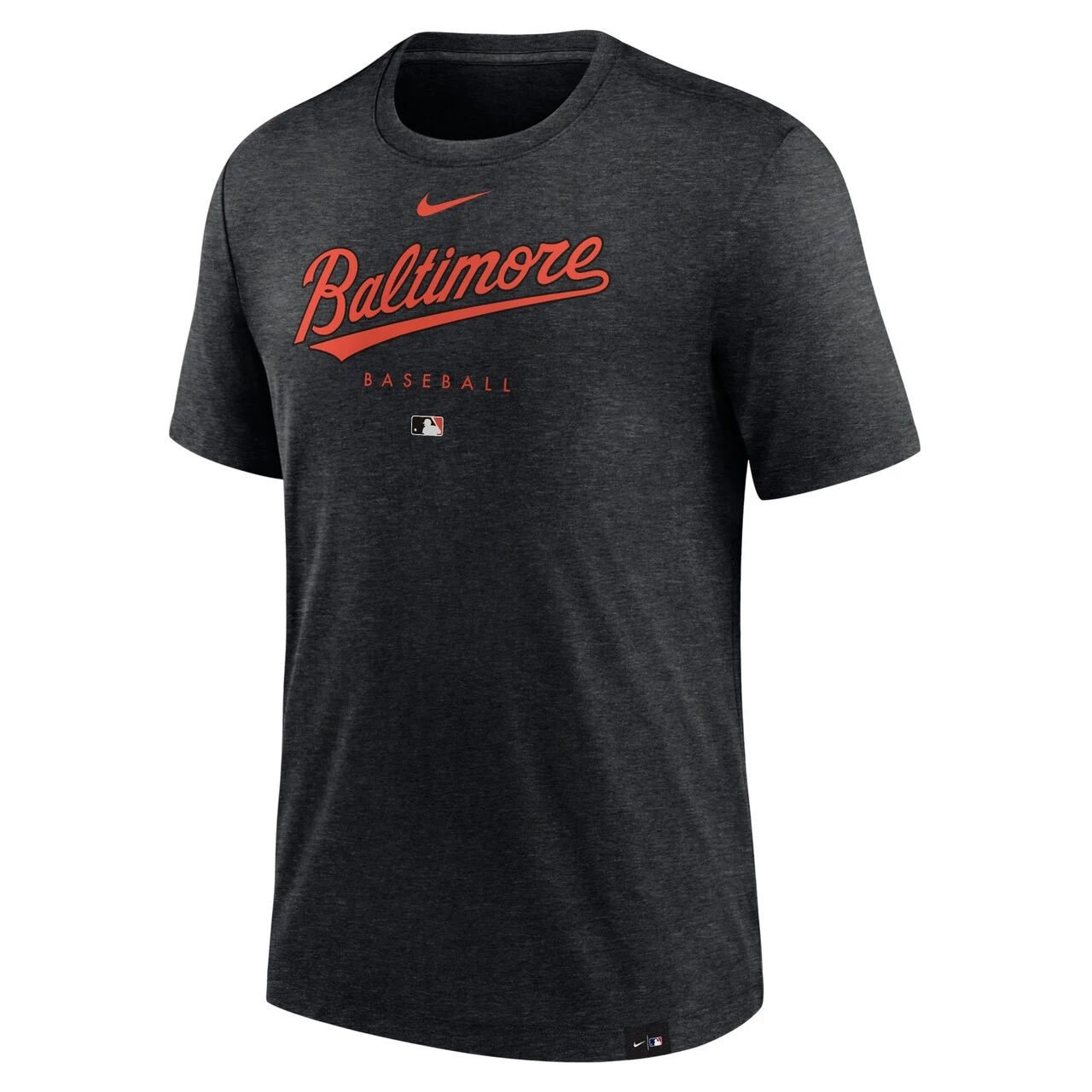 Men's Baltimore Orioles Nike Heather Black Authentic Collection Early Work Tri-Blend Performance T-Shirt - Image 2