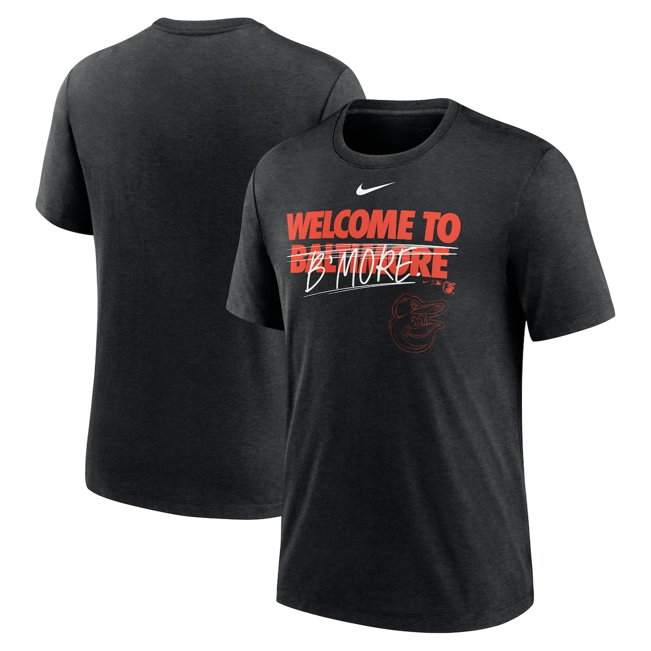 Men's Baltimore Orioles Nike Heather Black Home Spin Tri-Blend T-Shirt