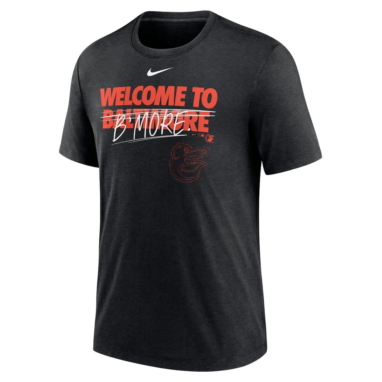 Men's Baltimore Orioles Nike Heather Black Home Spin Tri-Blend T-Shirt - Image 2