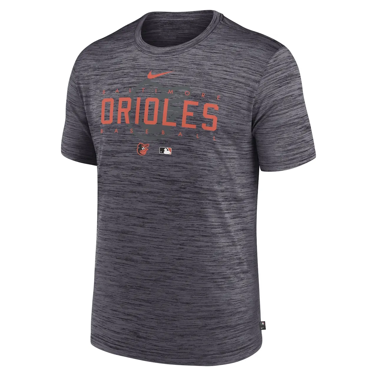 Men's Baltimore Orioles Nike Heather Charcoal Authentic Collection Velocity Performance Practice T-Shirt - Image 2