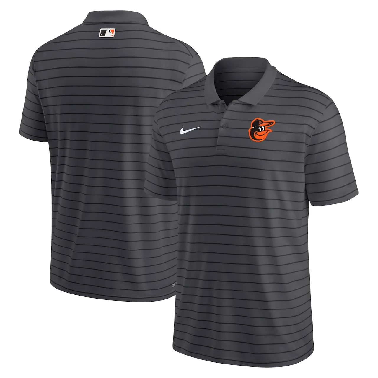 Men's Baltimore Orioles Nike Heather Charcoal Authentic Collection Victory Striped Performance Polo