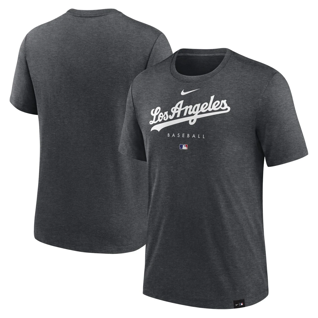 Men's Los Angeles Dodgers Nike Heather Charcoal Authentic Collection Early Work Tri-Blend Performance T-Shirt