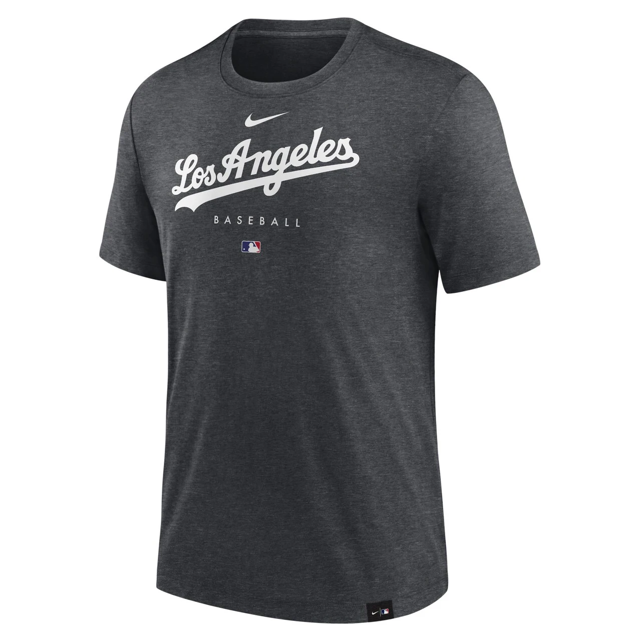 Men's Los Angeles Dodgers Nike Heather Charcoal Authentic Collection Early Work Tri-Blend Performance T-Shirt - Image 2