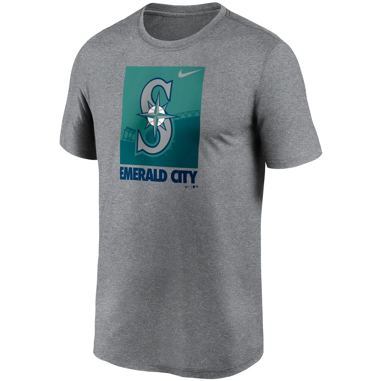 Men's Seattle Mariners Nike Heathered Gray Local Logo Legend T-Shirt - Image 2