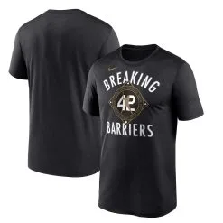 Men's Brooklyn Dodgers Jackie Robinson Nike Black Cooperstown Collection Breaking Barriers Performance T-Shirt