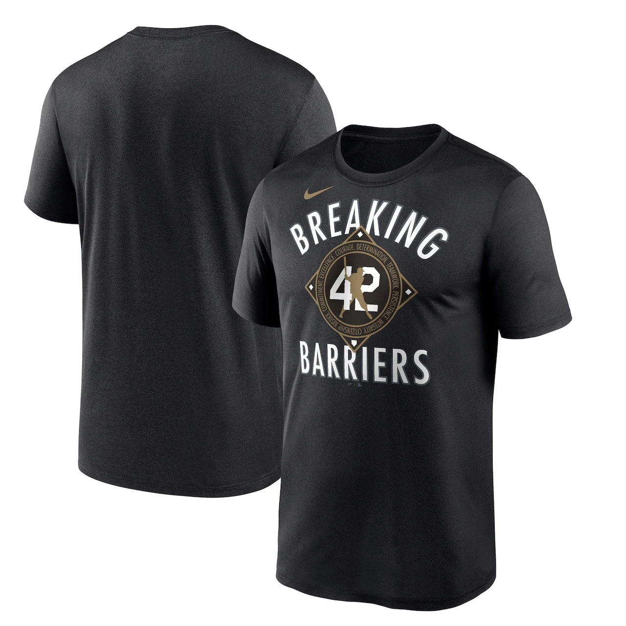 Men's Brooklyn Dodgers Jackie Robinson Nike Black Cooperstown Collection Breaking Barriers Performance T-Shirt
