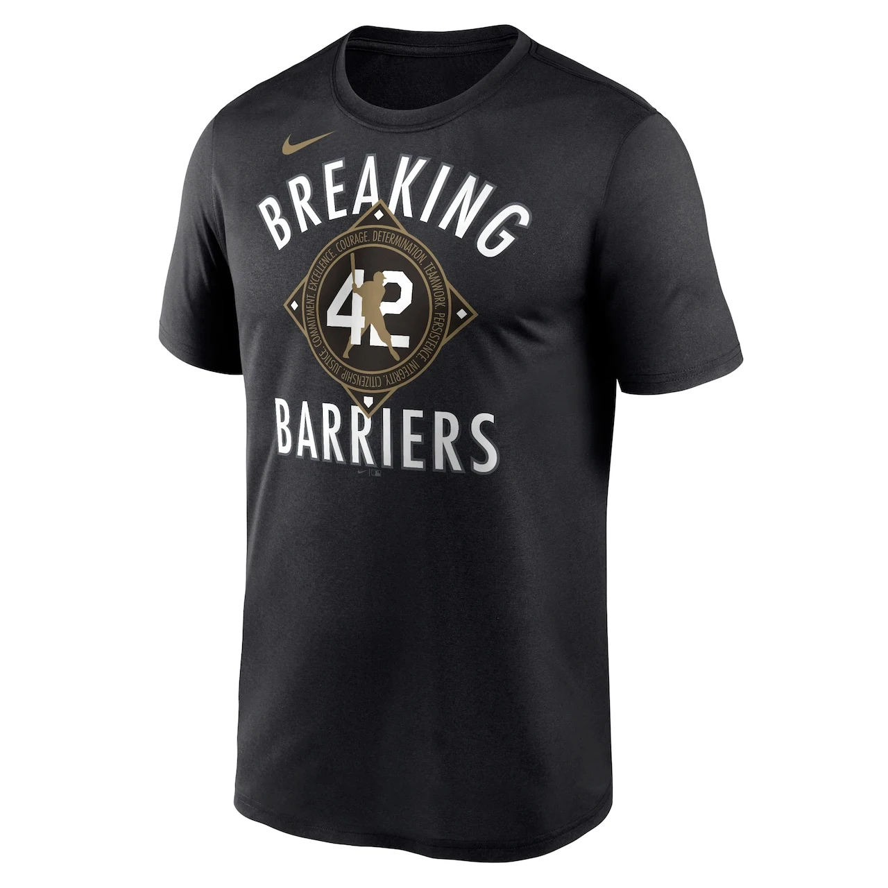 Men's Brooklyn Dodgers Jackie Robinson Nike Black Cooperstown Collection Breaking Barriers Performance T-Shirt - Image 2