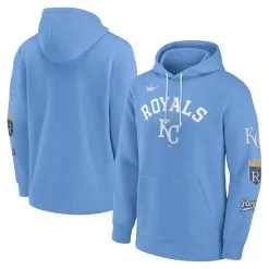 Men's Kansas City Royals Nike Light Blue Rewind Lefty Pullover Hoodie