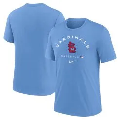 Men's St. Louis Cardinals Nike Light Blue Authentic Collection Tri-Blend Performance T-Shirt