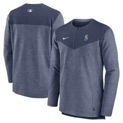 Men's Seattle Mariners Nike Navy Authentic Collection Game Time Performance Half-Zip Top