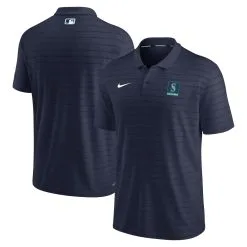 Men's Seattle Mariners Nike Navy Authentic Collection Striped Performance Pique Polo