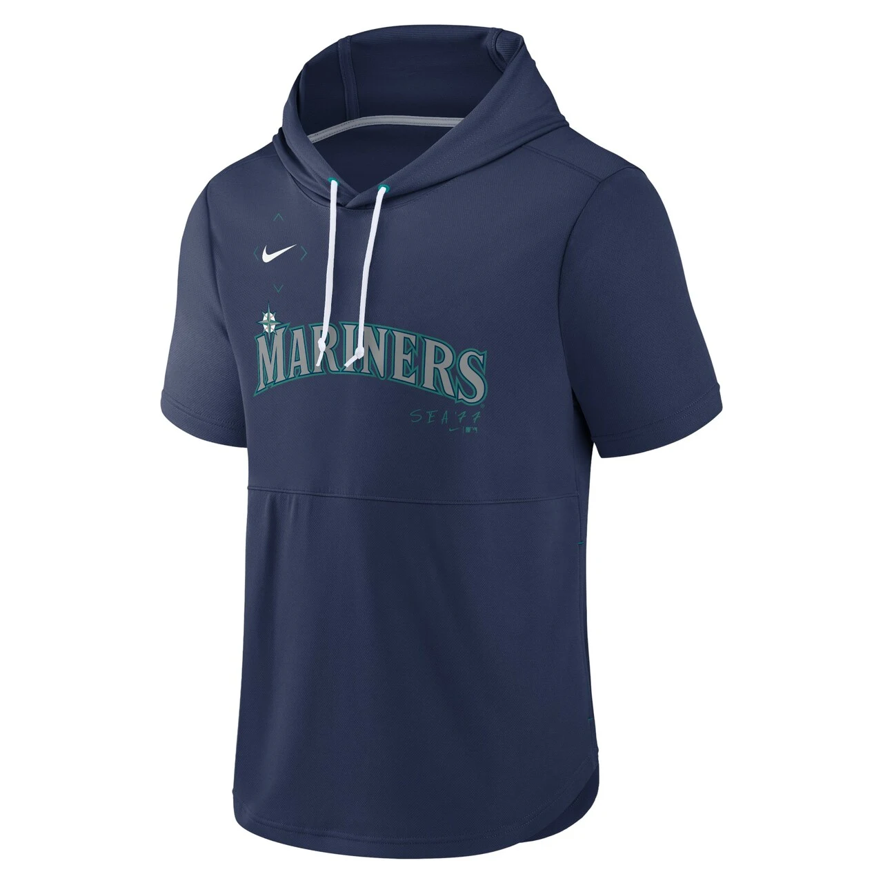 Men's Seattle Mariners Nike Navy Springer Short Sleeve Team Pullover Hoodie - Image 2