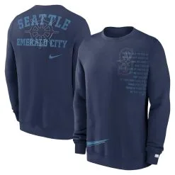Men's Seattle Mariners Nike Navy Statement Ball Game Fleece Pullover Sweatshirt