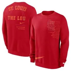 Men's St. Louis Cardinals Nike Red Statement Ball Game Fleece Pullover Sweatshirt