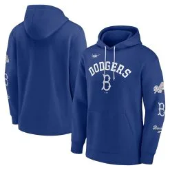 Men's Brooklyn Dodgers Nike Royal Cooperstown Collection Rewind Lefty Pullover Hoodie