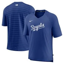 Men's Kansas City Royals Nike Royal Authentic Collection Pregame Raglan Performance V-Neck T-Shirt