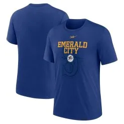 Men's Seattle Mariners Nike Royal Rewind Retro Tri-Blend T-Shirt