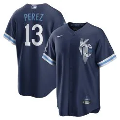 Men's Kansas City Royals Salvador Perez Nike Navy 2022 City Connect Replica Player Jersey