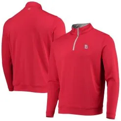 Men's St. Louis Cardinals Peter Millar Red Perth Solid Stretch Quarter-Zip Top