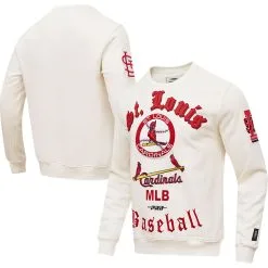 Men's St. Louis Cardinals Pro Standard Cream Cooperstown Collection Retro Old English Pullover Sweatshirt
