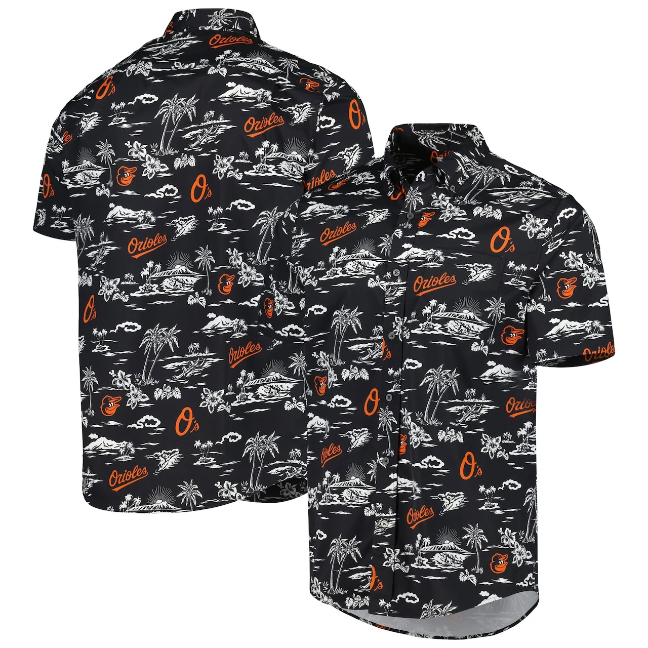 Men's Baltimore Orioles Reyn Spooner Black Kekai Performance Button-Up Shirt