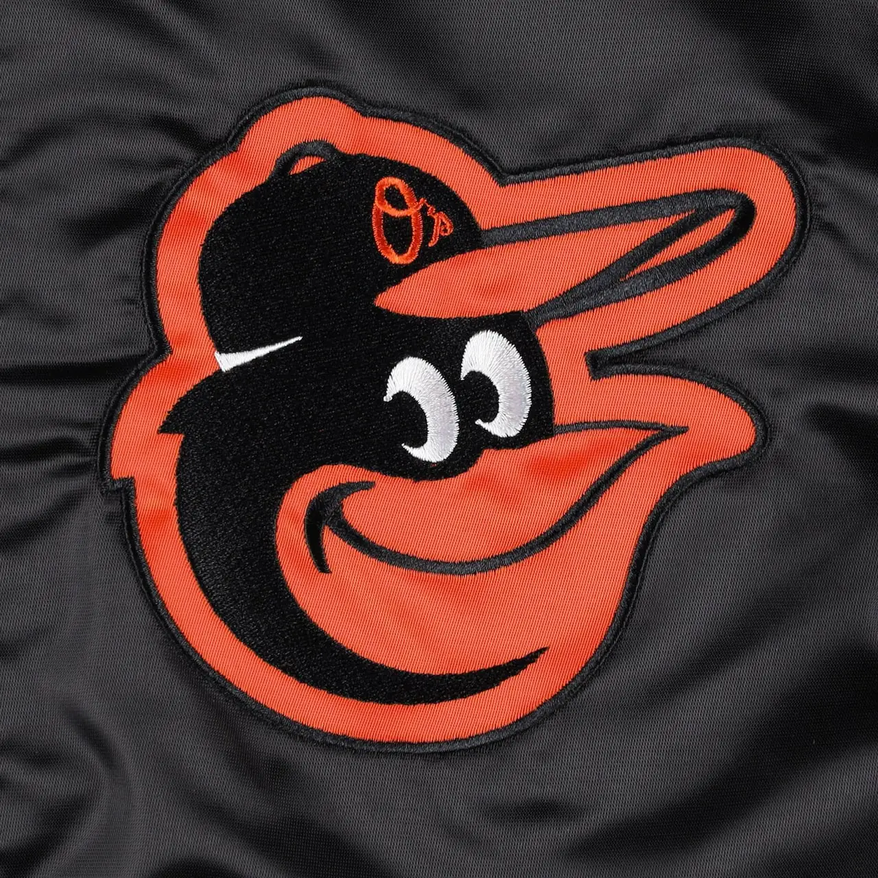 Men's Baltimore Orioles Starter Black Midfield Satin Full-Snap Varsity Jacket - Image 4