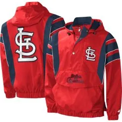 Men's St. Louis Cardinals Starter Red Impact Hoodie Half-Zip Jacket
