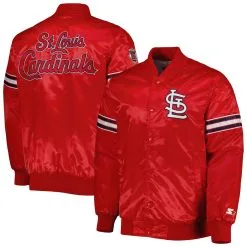 Men's St. Louis Cardinals Starter Red Pick & Roll Satin Varsity Full-Snap Jacket