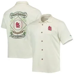 Men's St. Louis Cardinals Tommy Bahama Cream Baseball Camp Button-Up Shirt