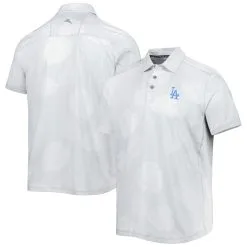 Men's Los Angeles Dodgers Tommy Bahama Gray Palm Coast Delray Fond IslandZone Allover Polo