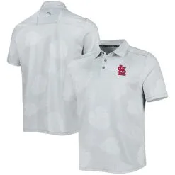 Men's St. Louis Cardinals Tommy Bahama Gray Palm Coast Delray Fond IslandZone Allover Polo