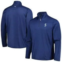 Men's Seattle Mariners Tommy Bahama Navy Delray IslandZone Half-Zip Top