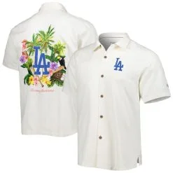 Men's Los Angeles Dodgers Tommy Bahama White Go Big Or Go Home Camp Button-Up Shirt