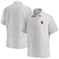 Men's St. Louis Cardinals Tommy Bahama White Baja Mar Short Sleeve Button-Up Shirt