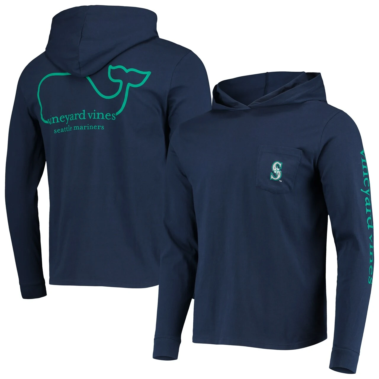Men's Seattle Mariners Vineyard Vines Navy Team Long Sleeve Hoodie T-Shirt