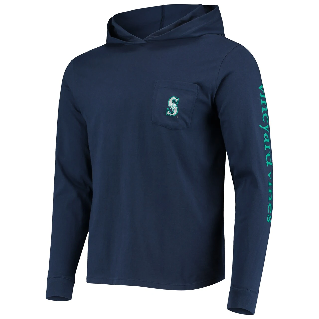 Men's Seattle Mariners Vineyard Vines Navy Team Long Sleeve Hoodie T-Shirt - Image 2