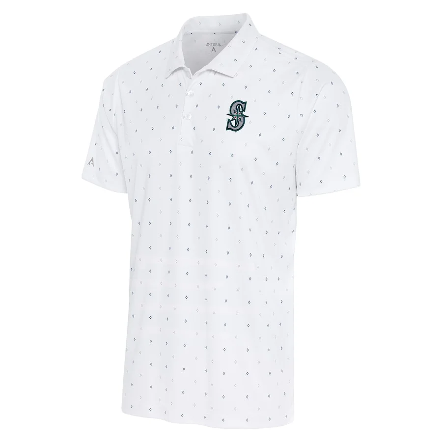 Men's Seattle Mariners Antigua White/Navy 19th Hole Polo